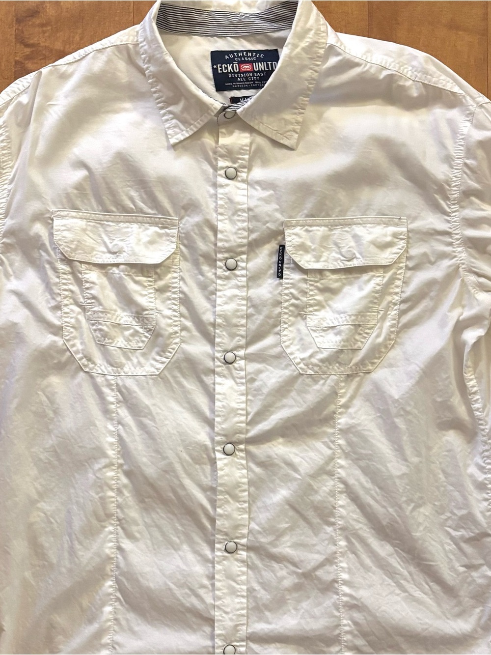 Vintage Ecko Unltd Utility Button Up Shirt XL White Long Sleeve Y2K Cotton